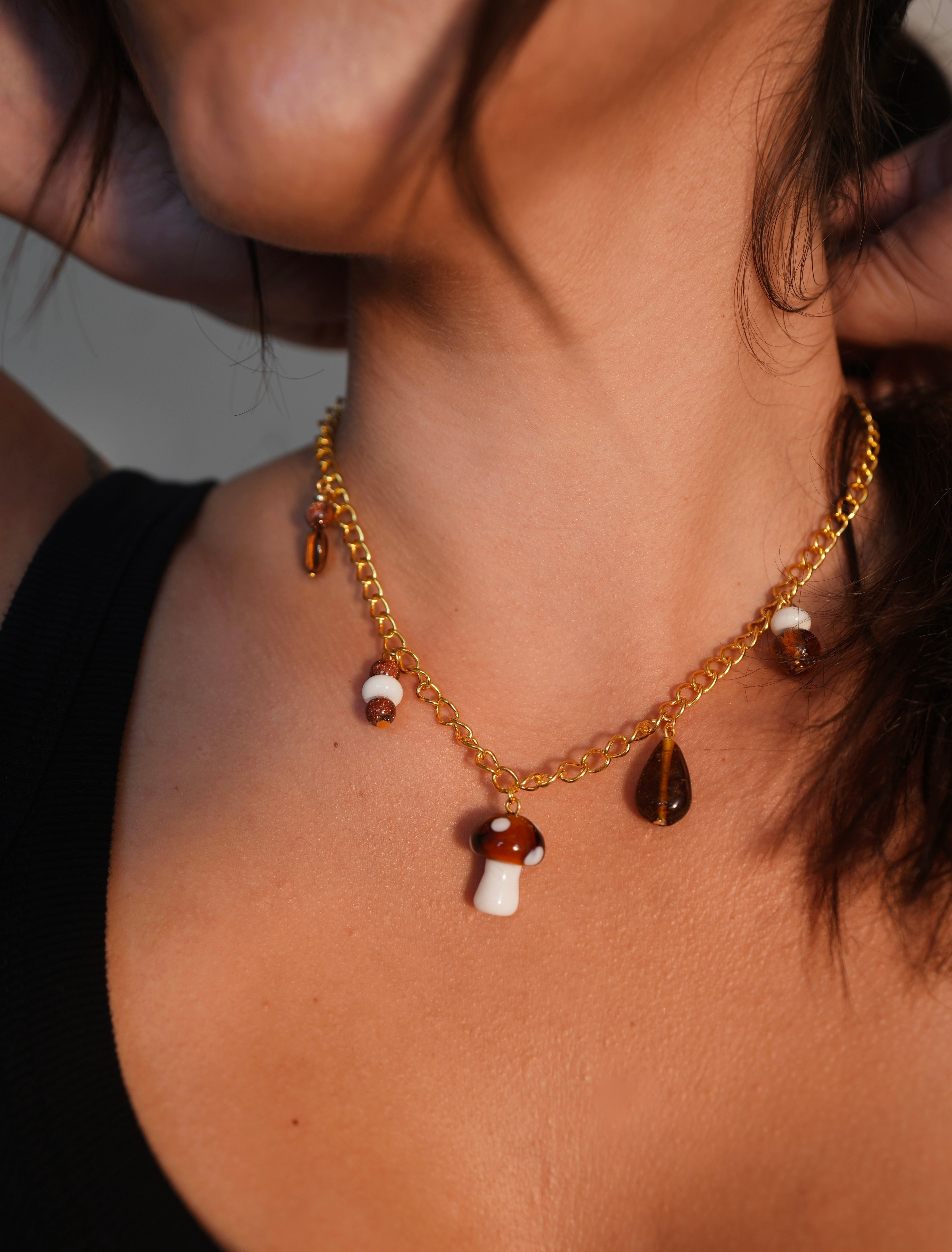 Mushroom Gold Charm Necklace