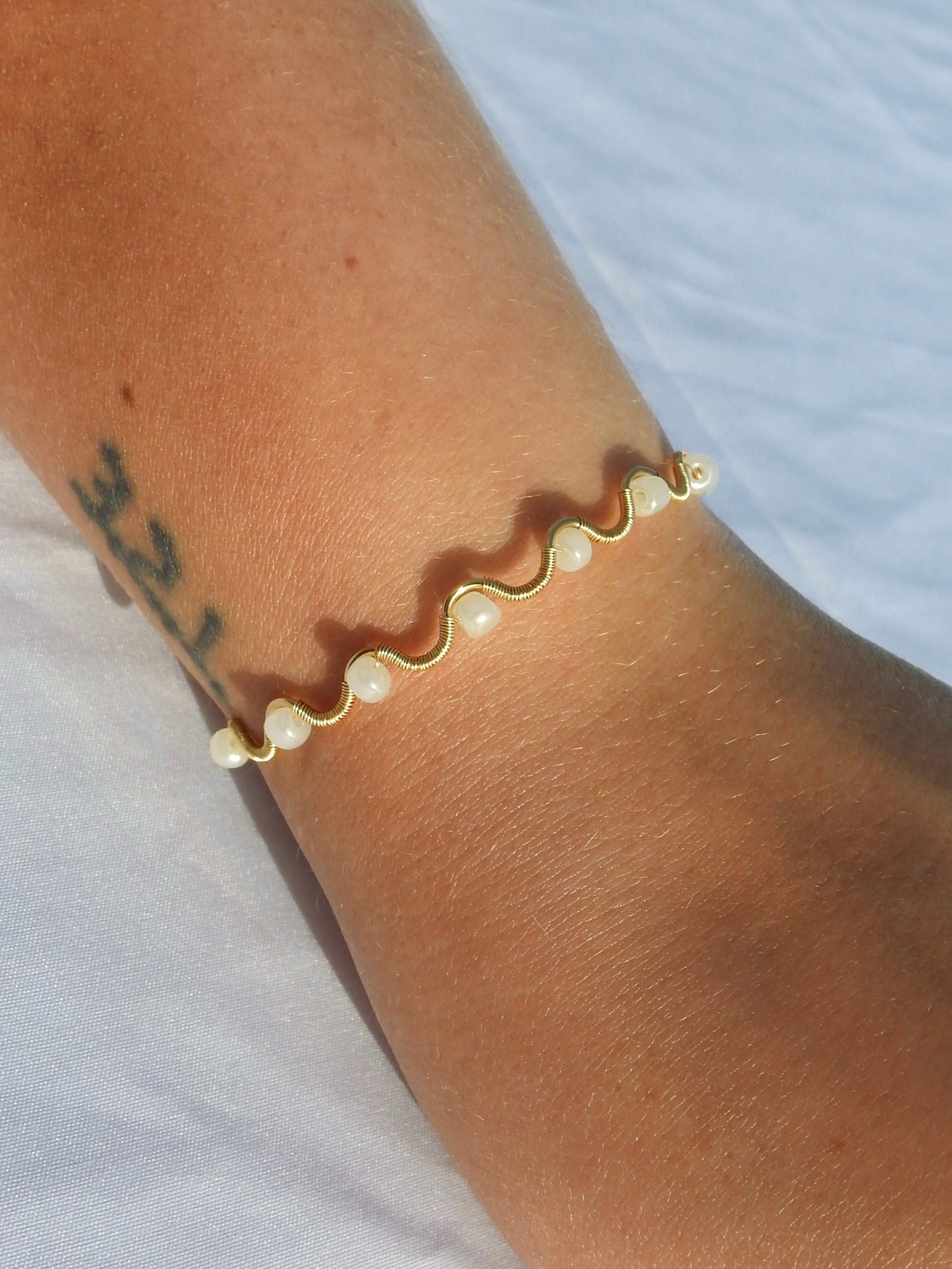 White Pearl Wrapped Bracelet