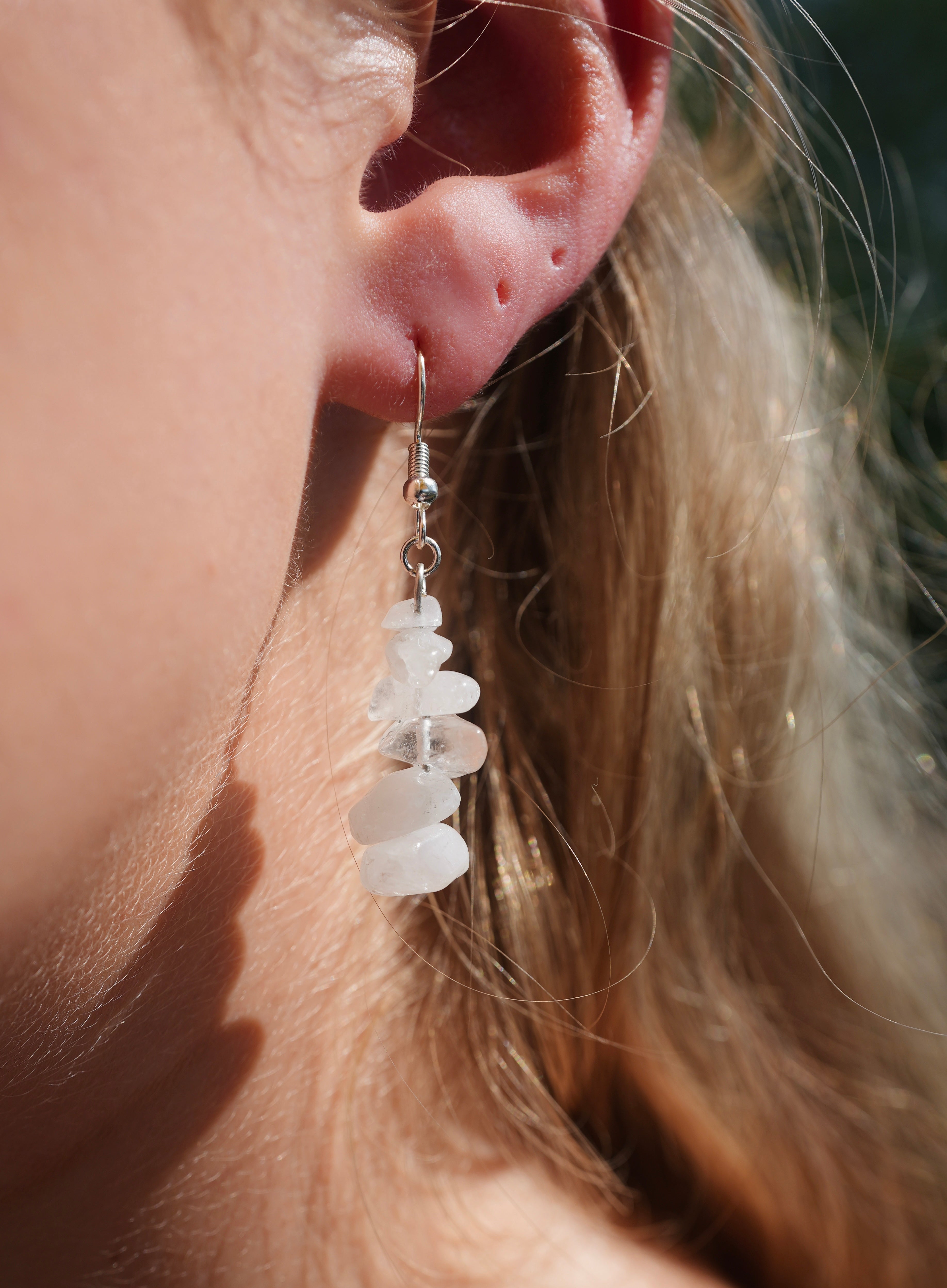 White Stacked Earrings