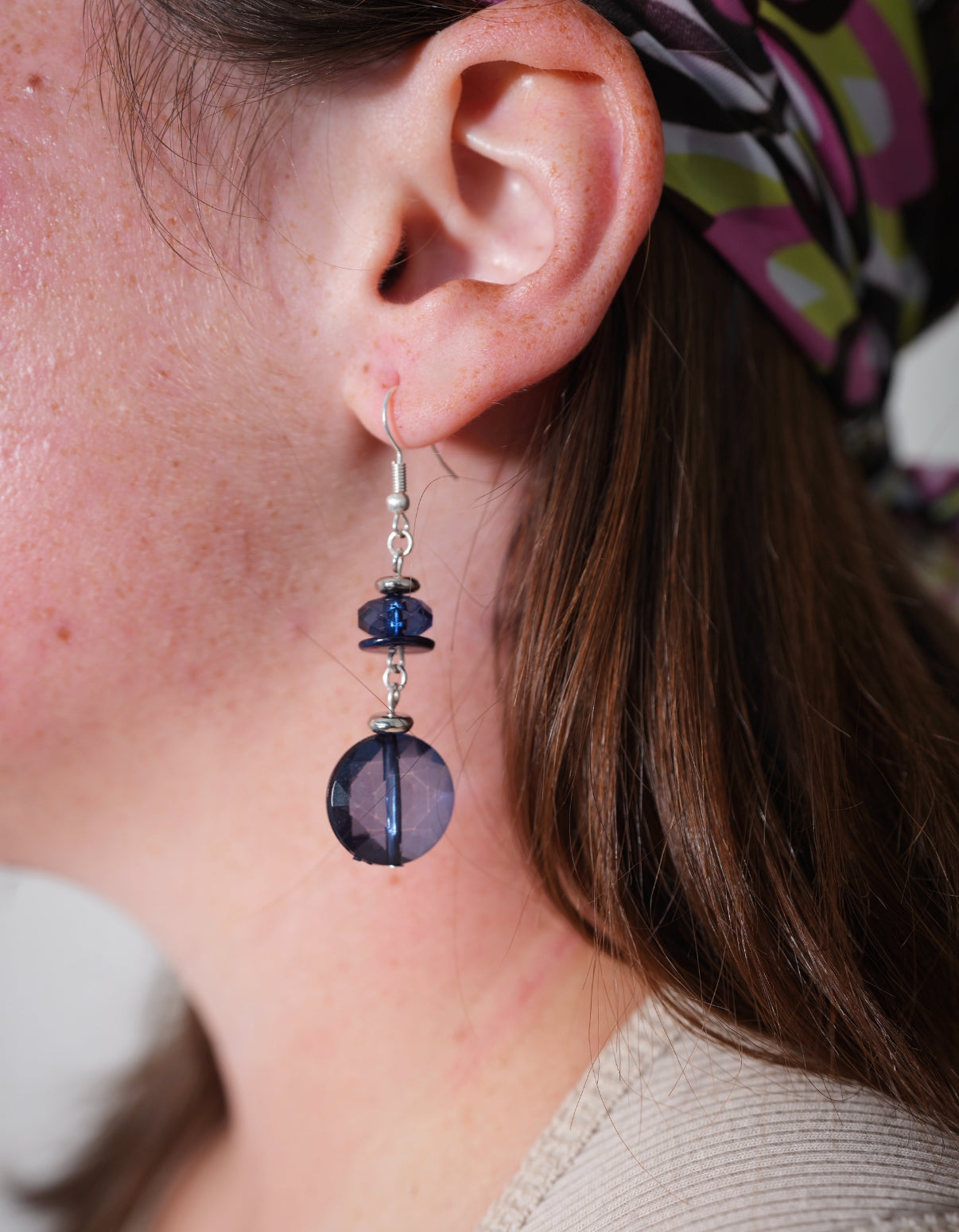 Navy Glass Earrings