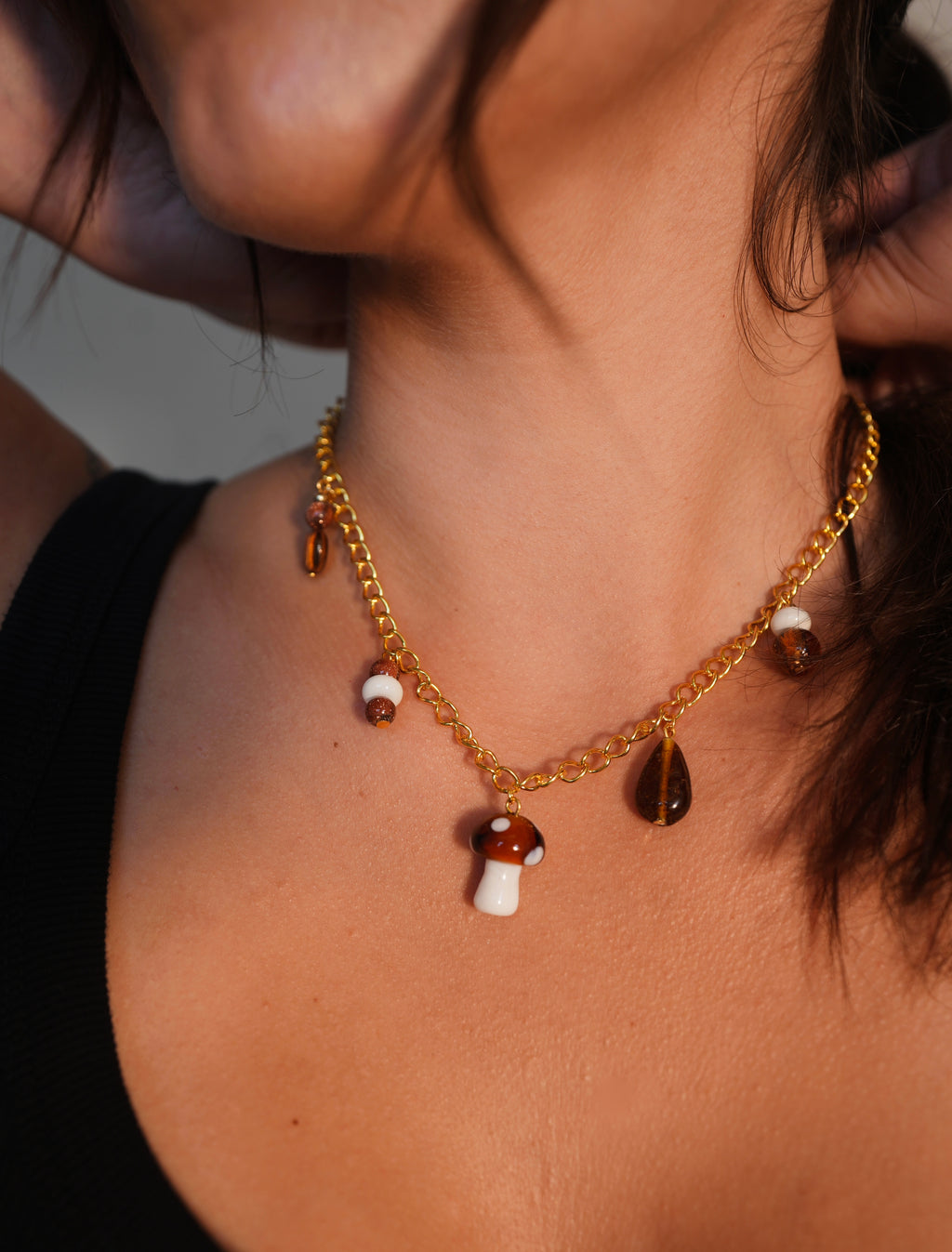 Mushroom Gold Charm Necklace