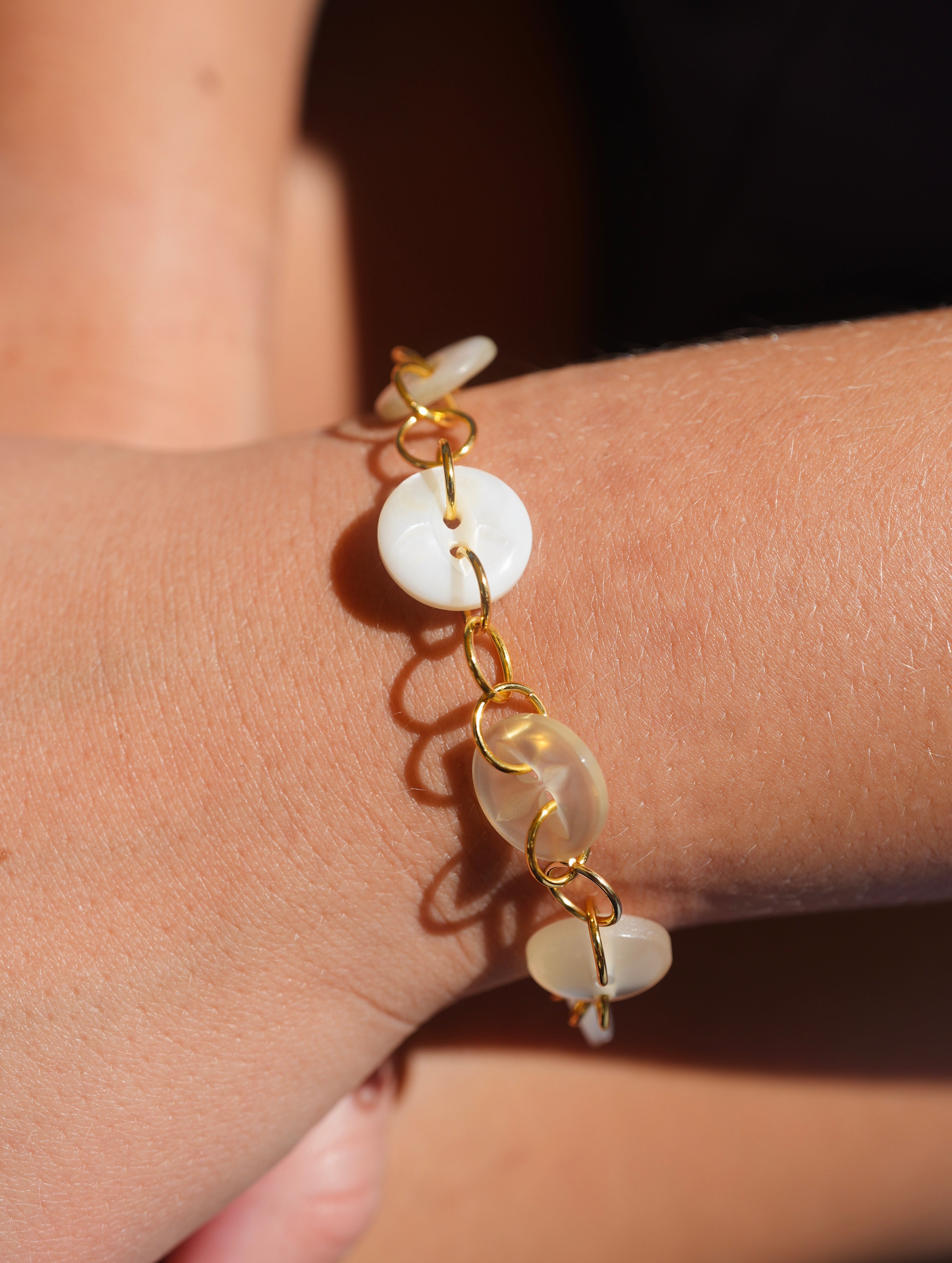 White Buttoned Bracelet
