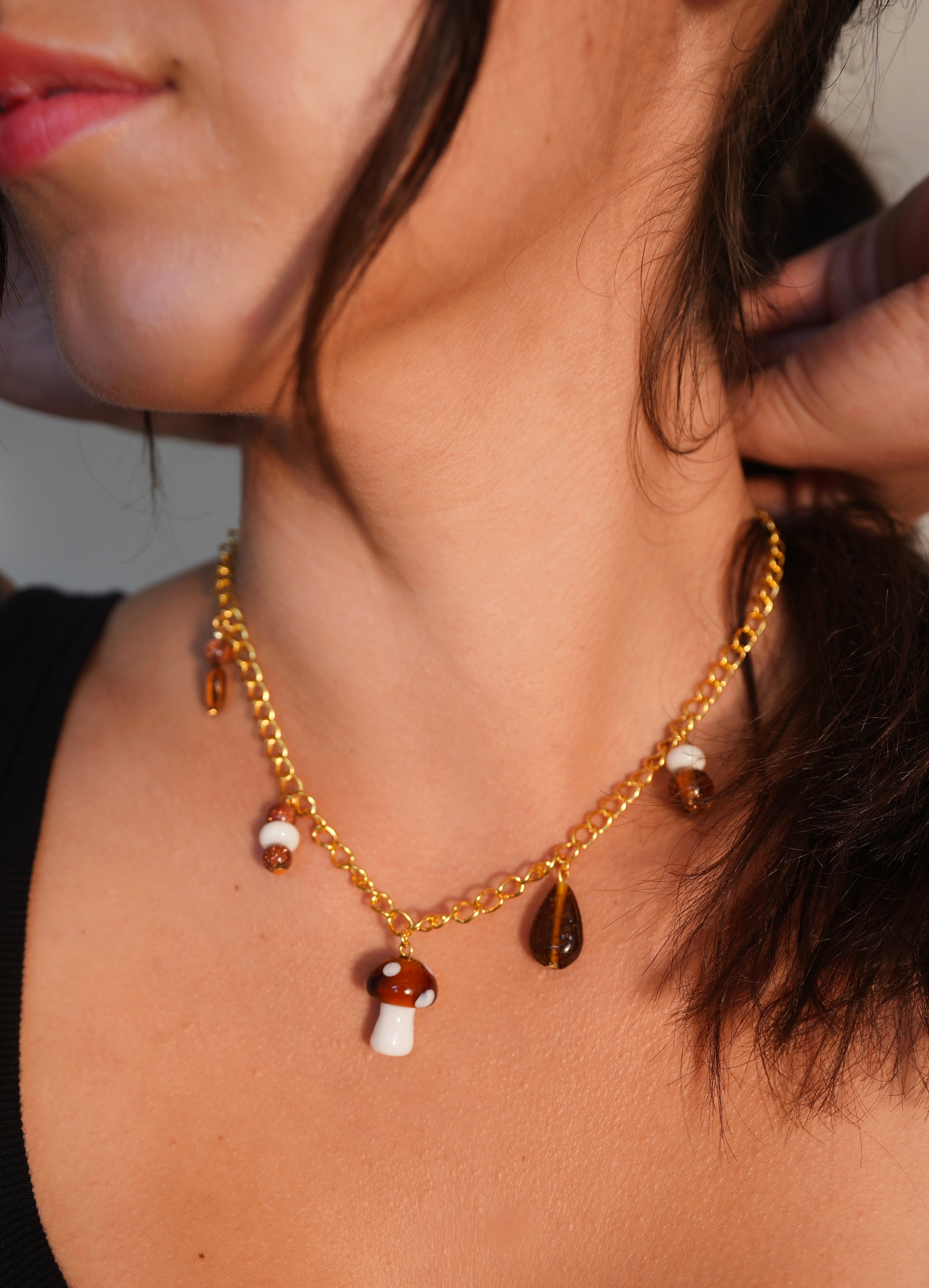 Mushroom Gold Charm Necklace
